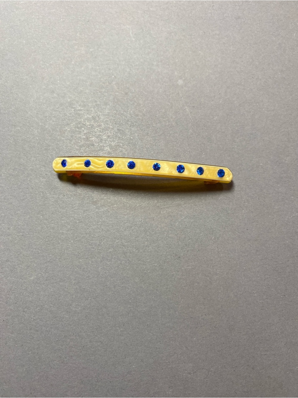 Vintage celluloid rhinestone barrette hair clip